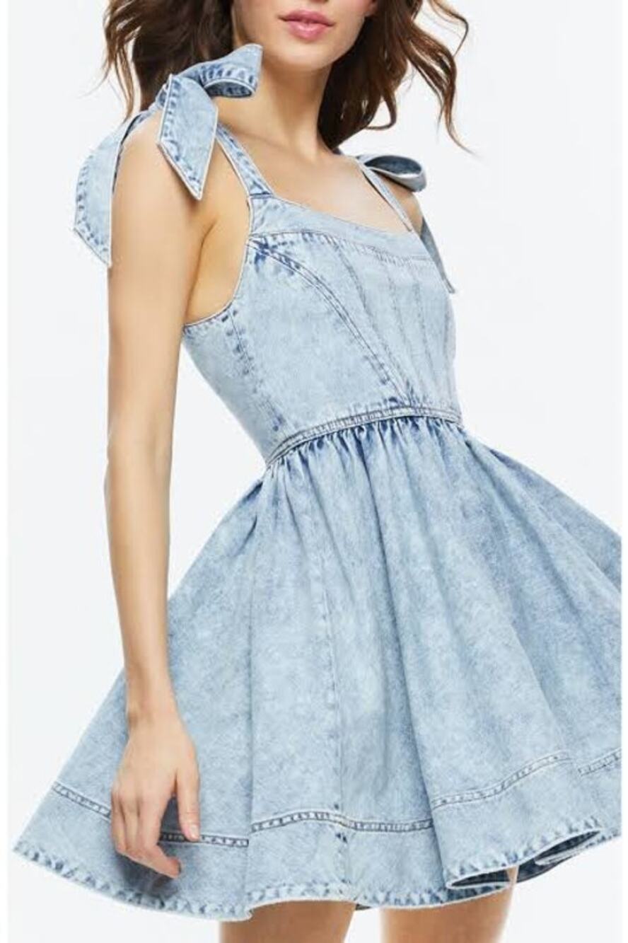 Alice + Olivia amina acid wash denim mini dress